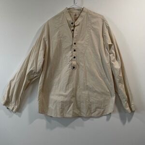 Wah Maker Frontier Clothing Mens XL Tan Cotton Bib Front Band Collar Shirt USA